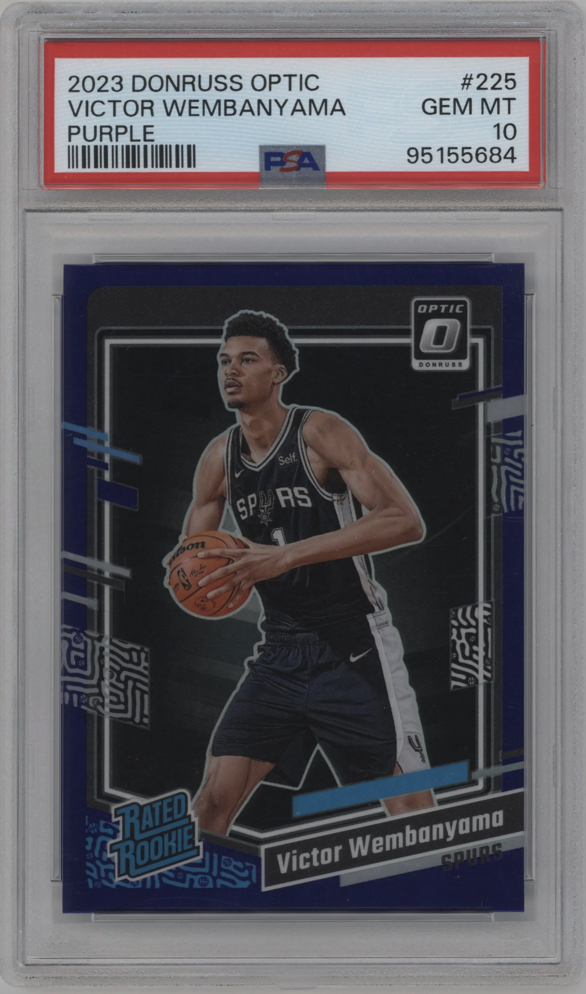 2023 Donruss Optic Rated Rookie Victor Wembanyama Purple #225 PSA 10