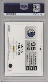 Luka Doncic from the 2023-24 Panini Prizm Monopoly set graded by PSA and given an overall grade of 10.