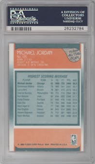 Michael Jordan from the 1988-89 Fleer set graded by PSA and given an overall grade of 8.