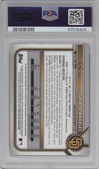Euribiel Angeles from the 2022 Bowman Sapphire Edition set graded by PSA and given an overall grade of 9.