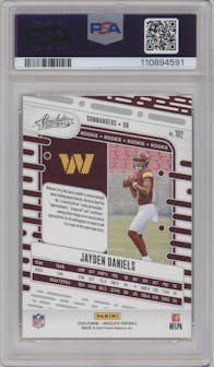 Jayden Daniels from the 2024 Panini Absolute set graded by PSA and given an overall grade of 10.