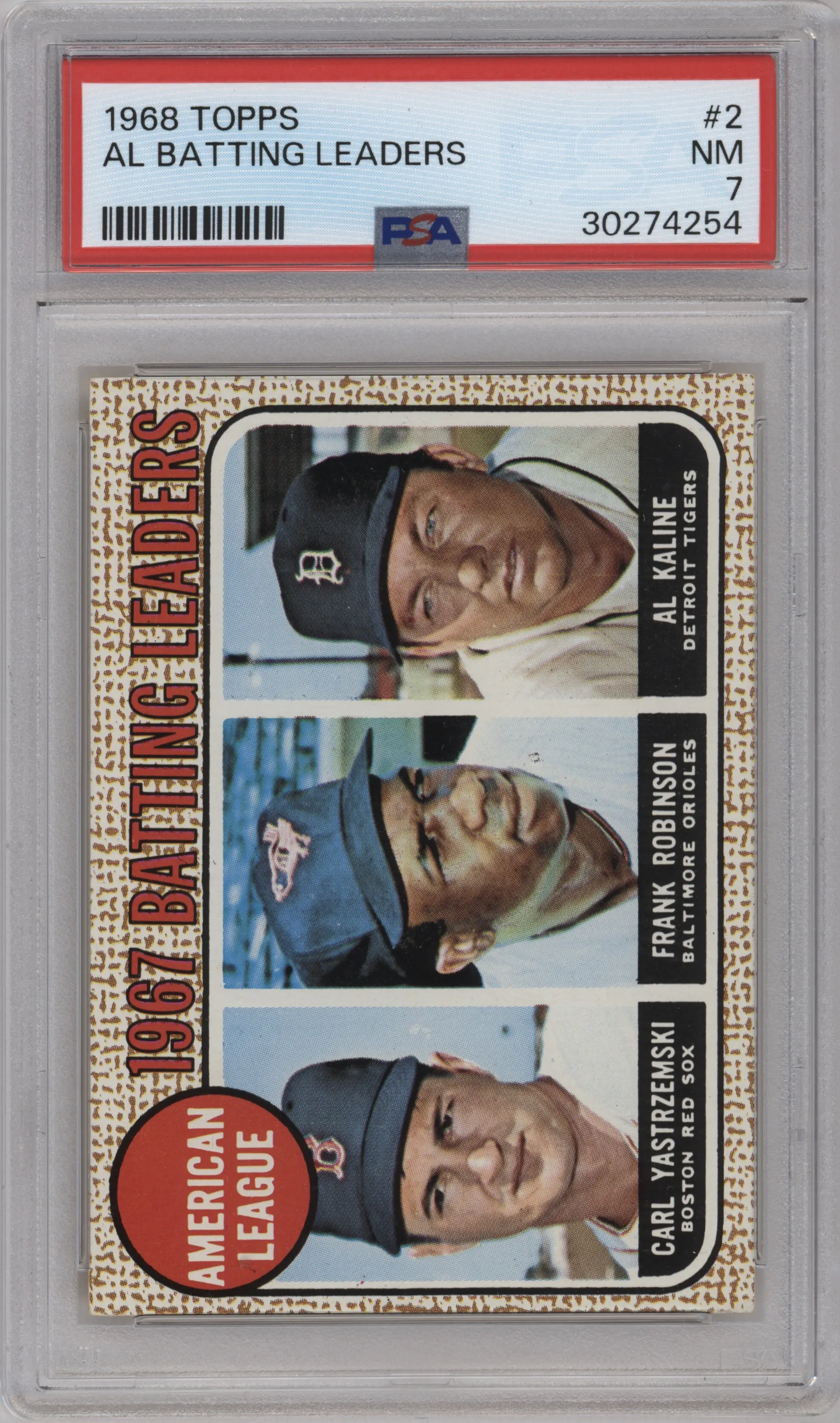 1968 Topps Carl Yastrzemski/Frank Robinson/Al Kaline #2 PSA 7