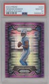 Hendon Hooker from the 2023 Panini Prizm set featuring a Purple Pulsar parallel graded by PSA and given an overall grade of 10.