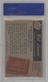 Bob Lemon from the 1955 Bowman set graded by PSA and given an overall grade of 8.