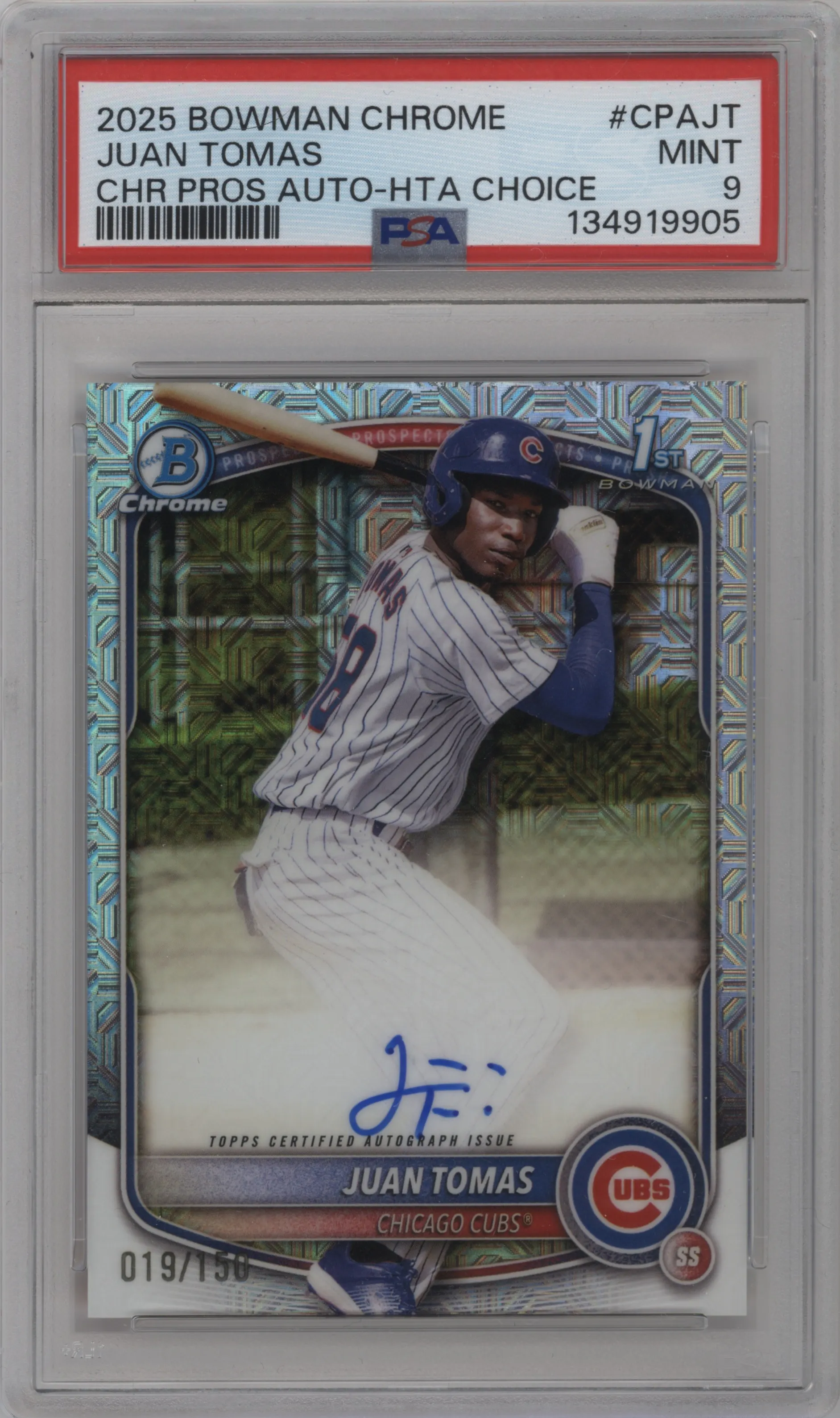 2025 Bowman Chrome Chr.Pros.Auto Juan Tomas Mojo PSA 9