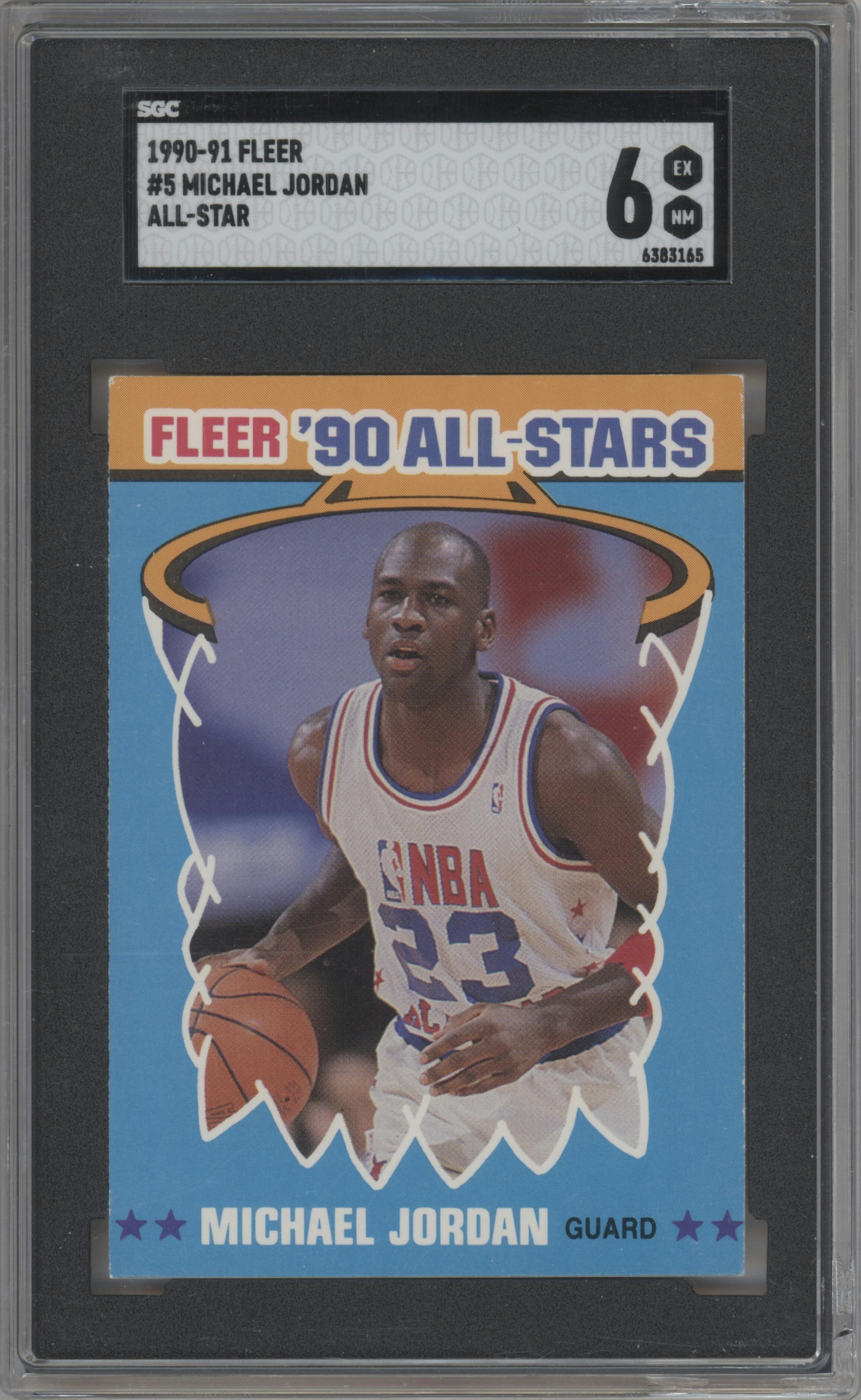 Michael Jordan from the 1990-91 Fleer set graded by SGC and given an overall grade of 6.