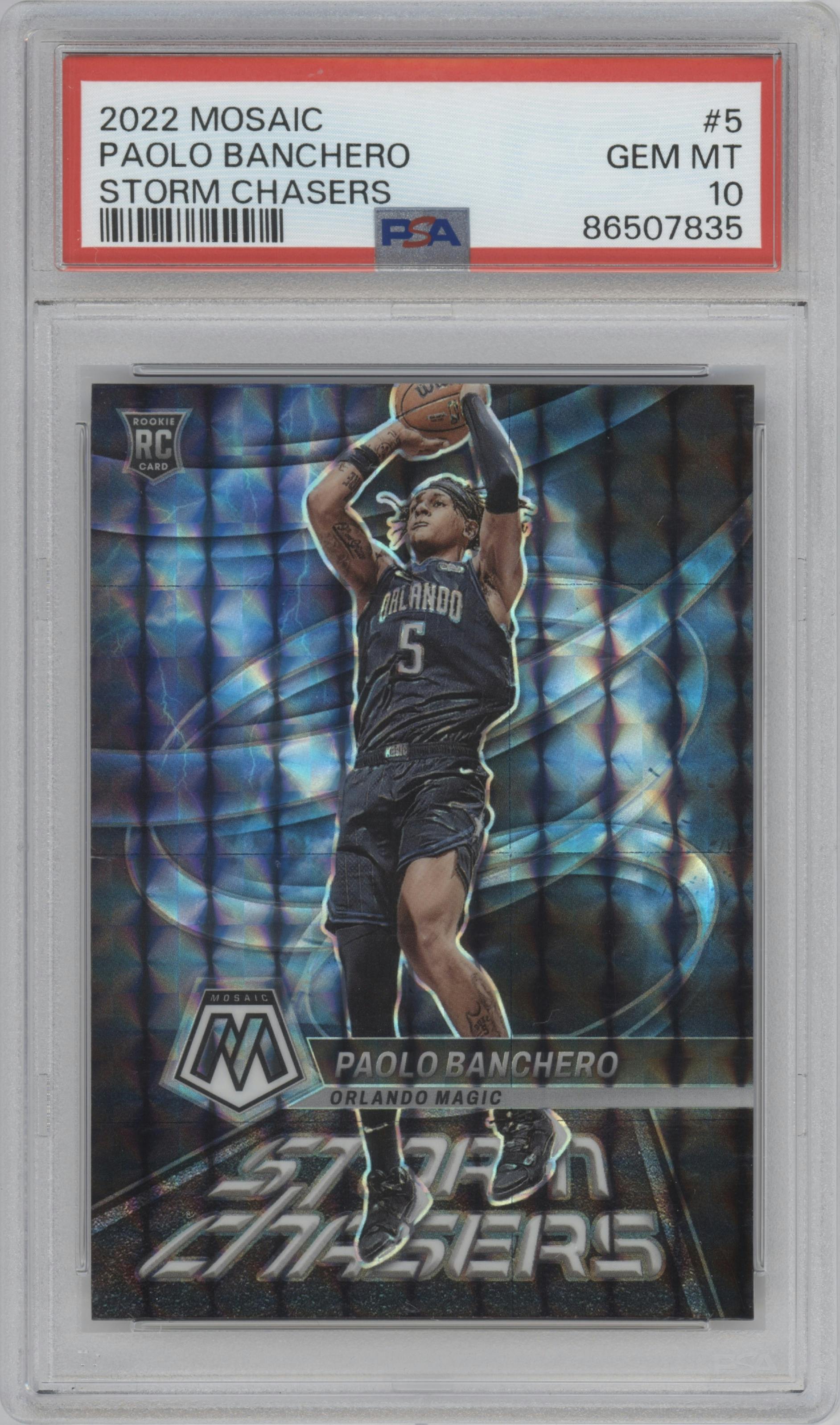 Paolo Banchero from the 2022-23 Panini Mosaic set graded by PSA and given an overall grade of 10.