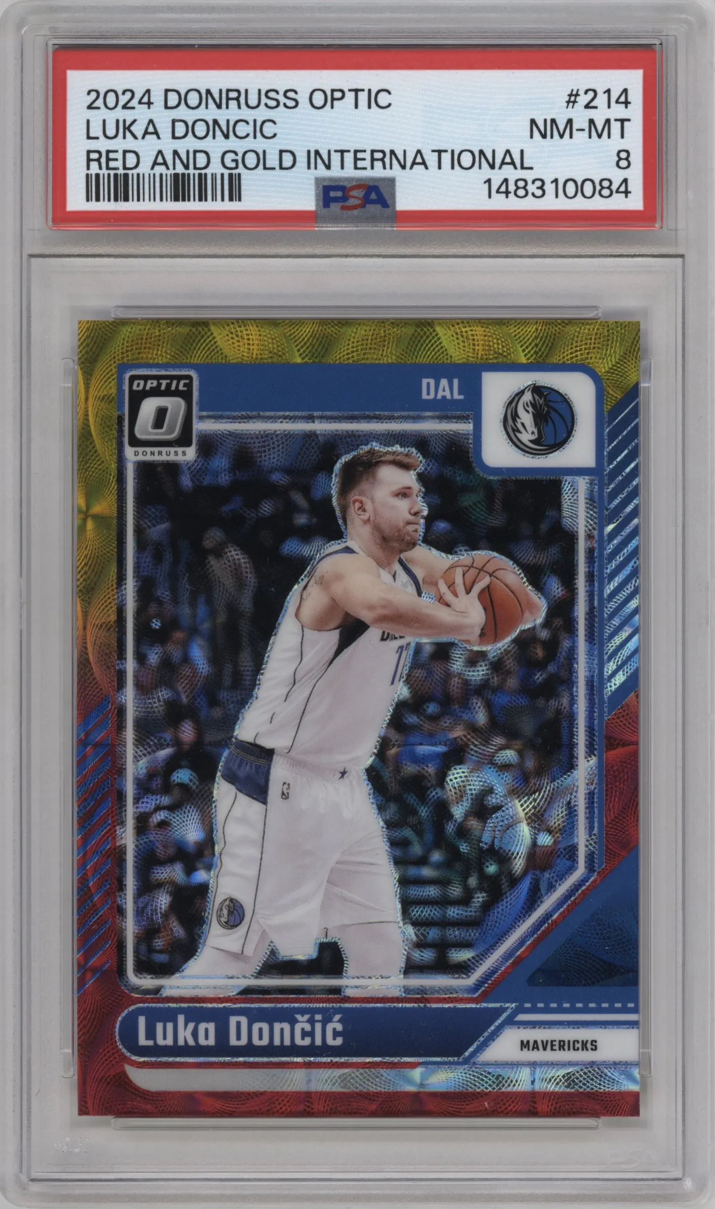 2024 Donruss Optic Luka Doncic Red and Gold International PSA 8