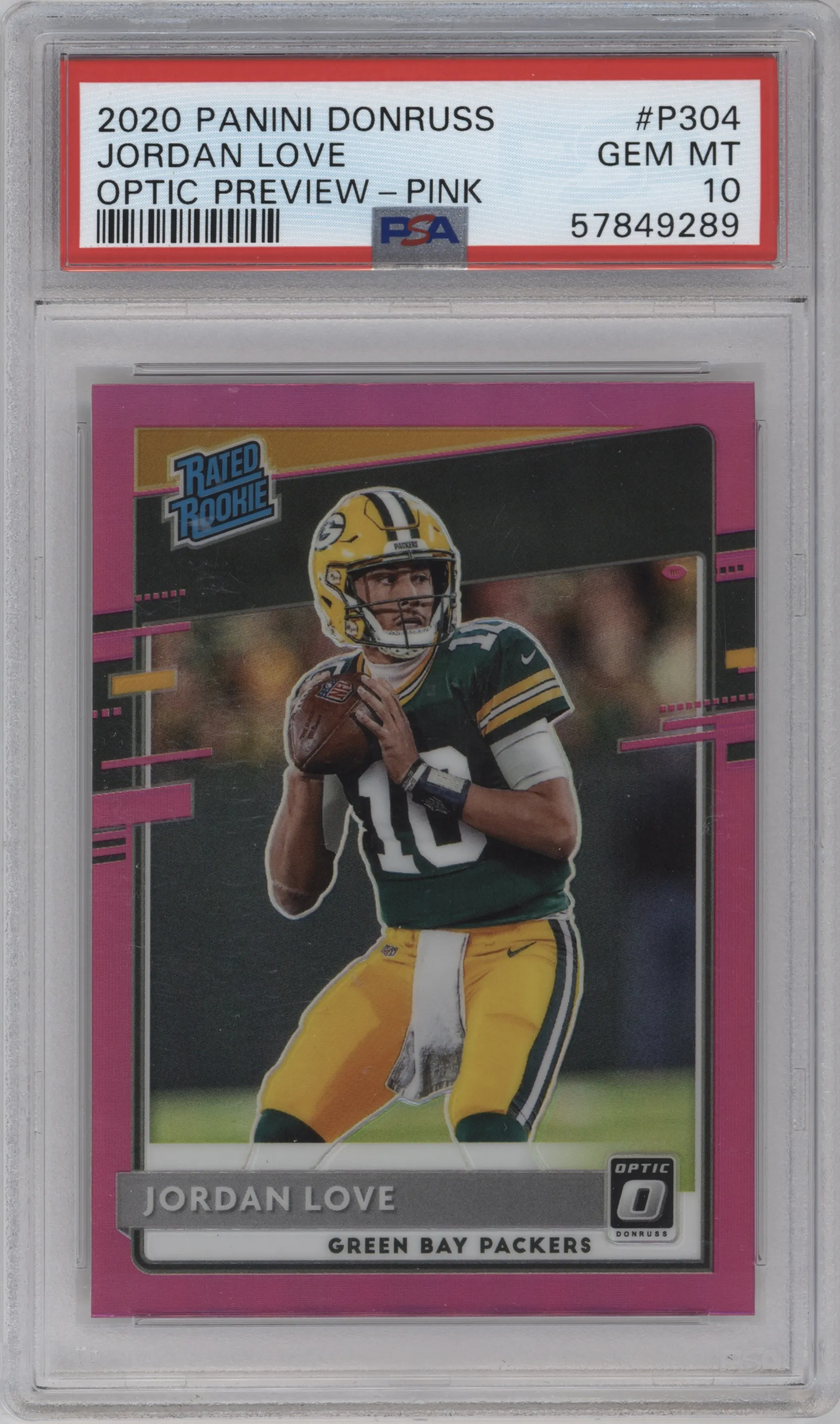2020 Panini Donruss Optic Rtd.Rke. Jordan Love Pink PSA 10
