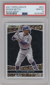 Mookie Betts from the 2021 Topps Update set graded by PSA and given an overall grade of 10.