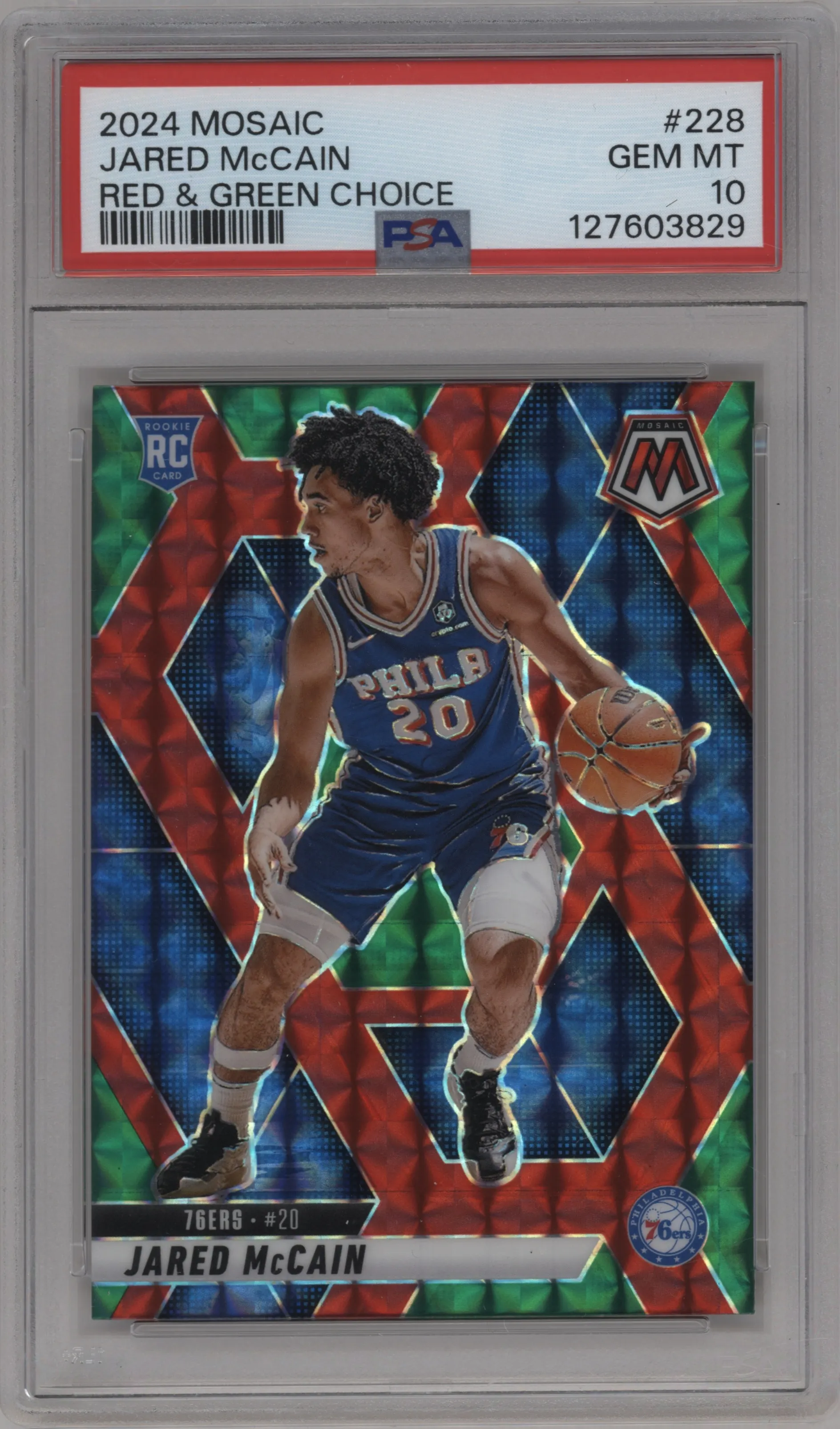 2024 Panini Mosaic Jared McCain Choice Red and Green #228 PSA 10