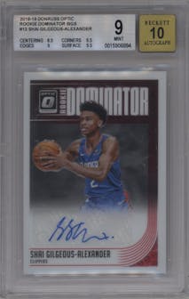 Shai Gilgeous-Alexander from the 2018-19 Panini Donruss Optic set graded by Beckett and given an overall grade of 9.