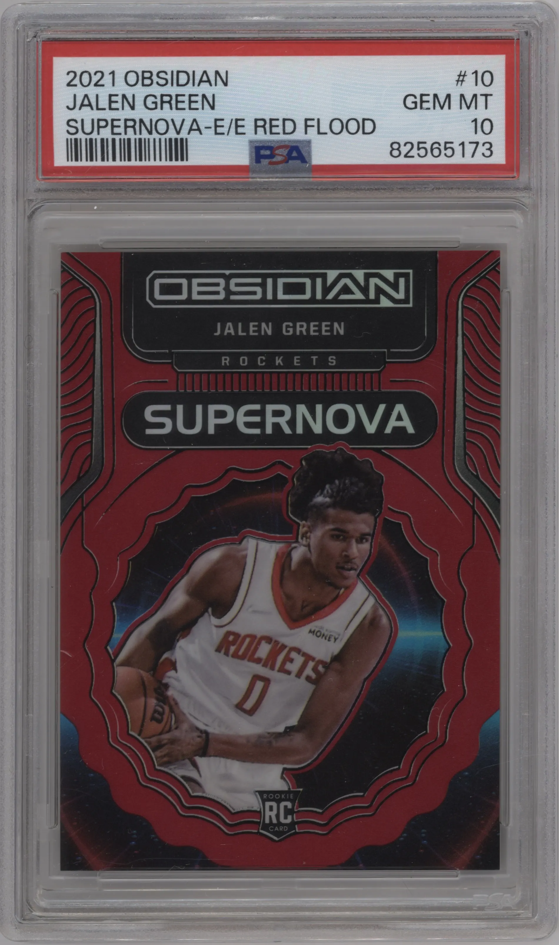 2021 Panini Obsidian Supernova Jalen Green Electric Etch Red Flood PSA 10