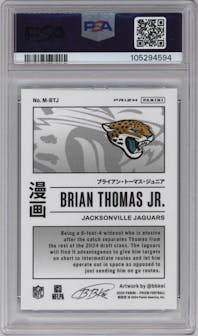 Brian Thomas Jr. from the 2024 Panini Prizm set graded by PSA and given an overall grade of 10.