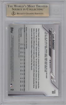 Luis Robert from the 2020 Topps Chrome set graded by Beckett and given an overall grade of 10.