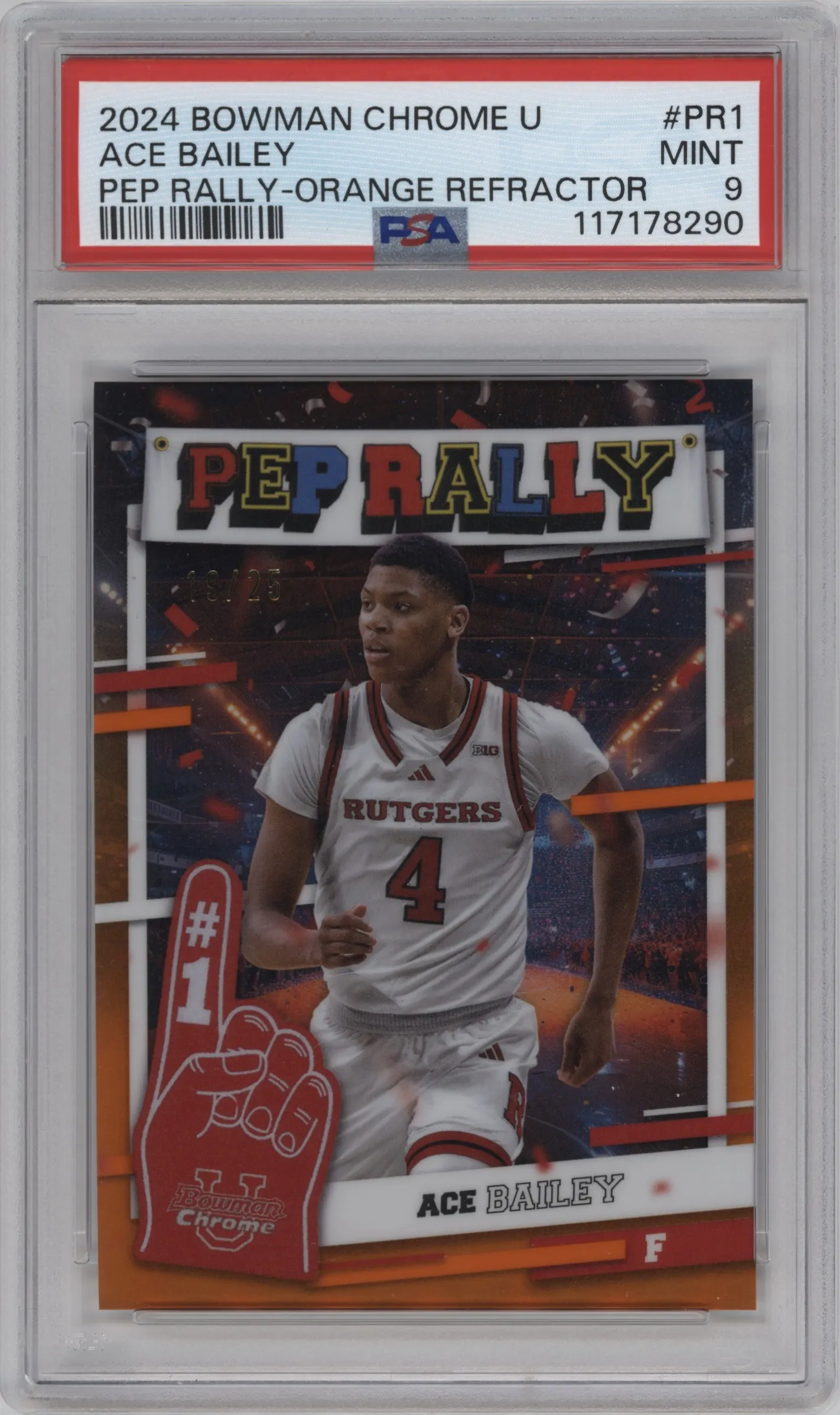 2024 Bowman University Chrome Pep Rally Ace Bailey Orange Refractor #PR-1 PSA 9