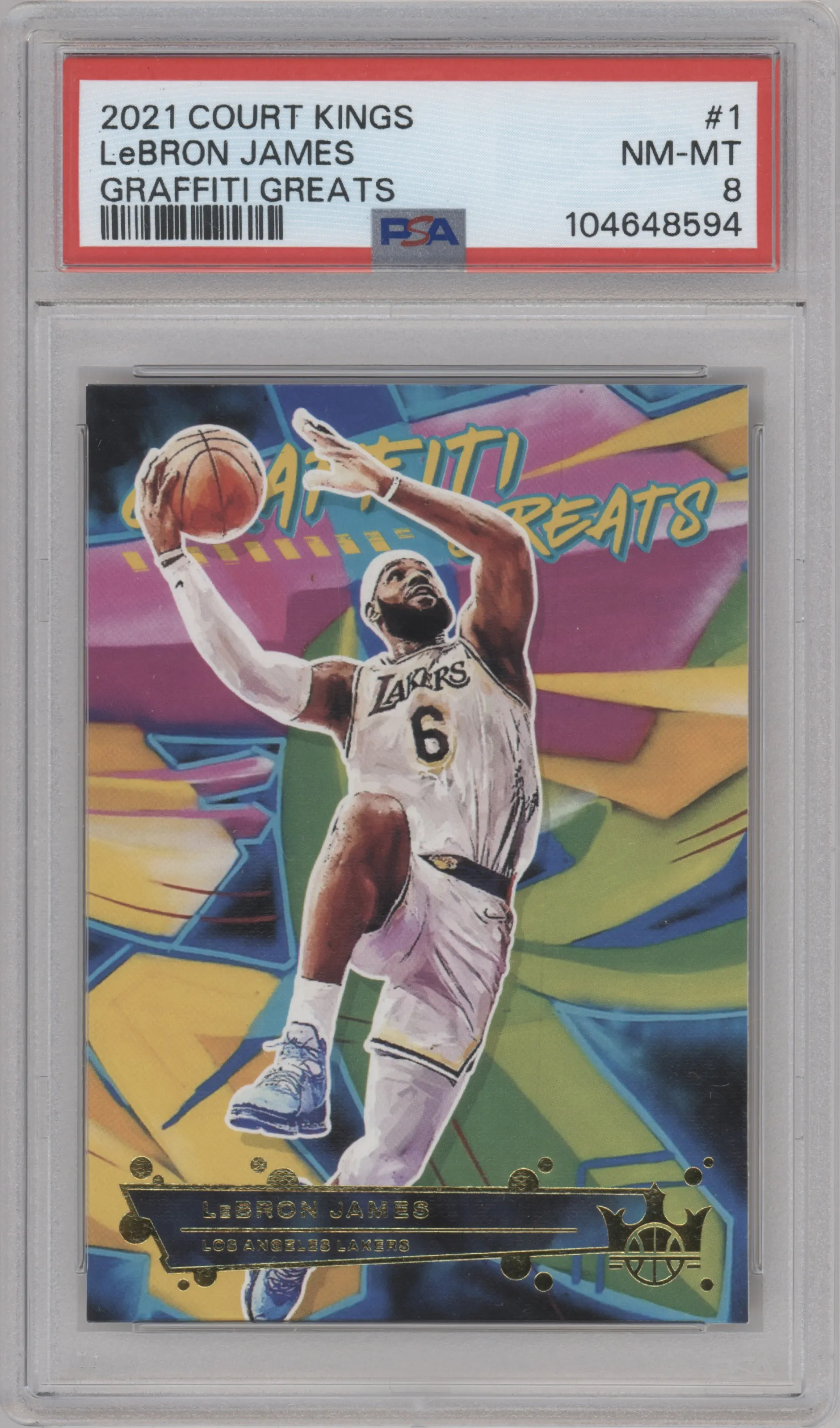 2021 Panini Court Kings Graffiti Greats LeBron James #1 PSA 8