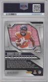 Audric Estime from the 2024 Panini Prizm set featuring a White Knight Prizm parallel graded by PSA and given an overall grade of 10.