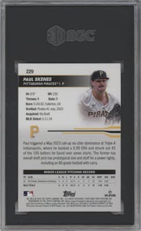  Paul Skenes from the 2024 Topps Pristine set graded by SGC and given an overall grade of 10.