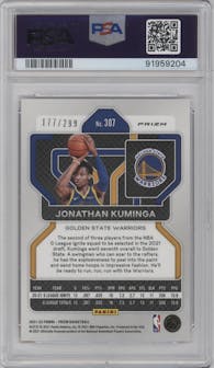  Jonathan Kuminga  from the 2021-22 Panini Prizm  set featuring a Red Prizm parallel graded by PSA and given an overall grade of 9.