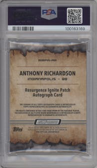 Anthony Richardson from the 2023 Topps Composite set featuring a White Surge parallel graded by PSA and given an overall grade of 8.