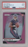Michael Penix Jr. from the 2024 Panini Prizm set featuring a Pink Prizm parallel graded by PSA and given an overall grade of 9.