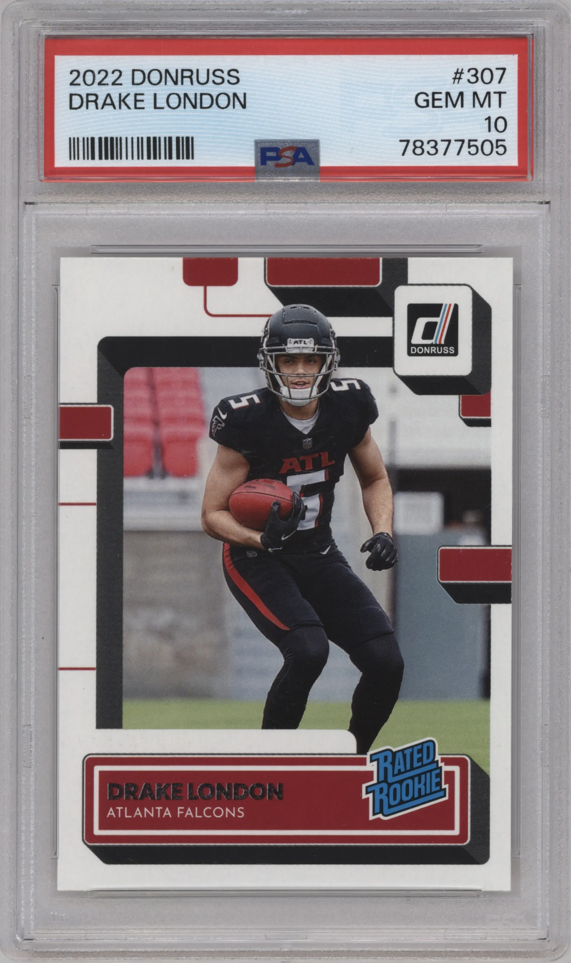 2022 Panini Donruss Rated Rookie Drake London #307 PSA 10