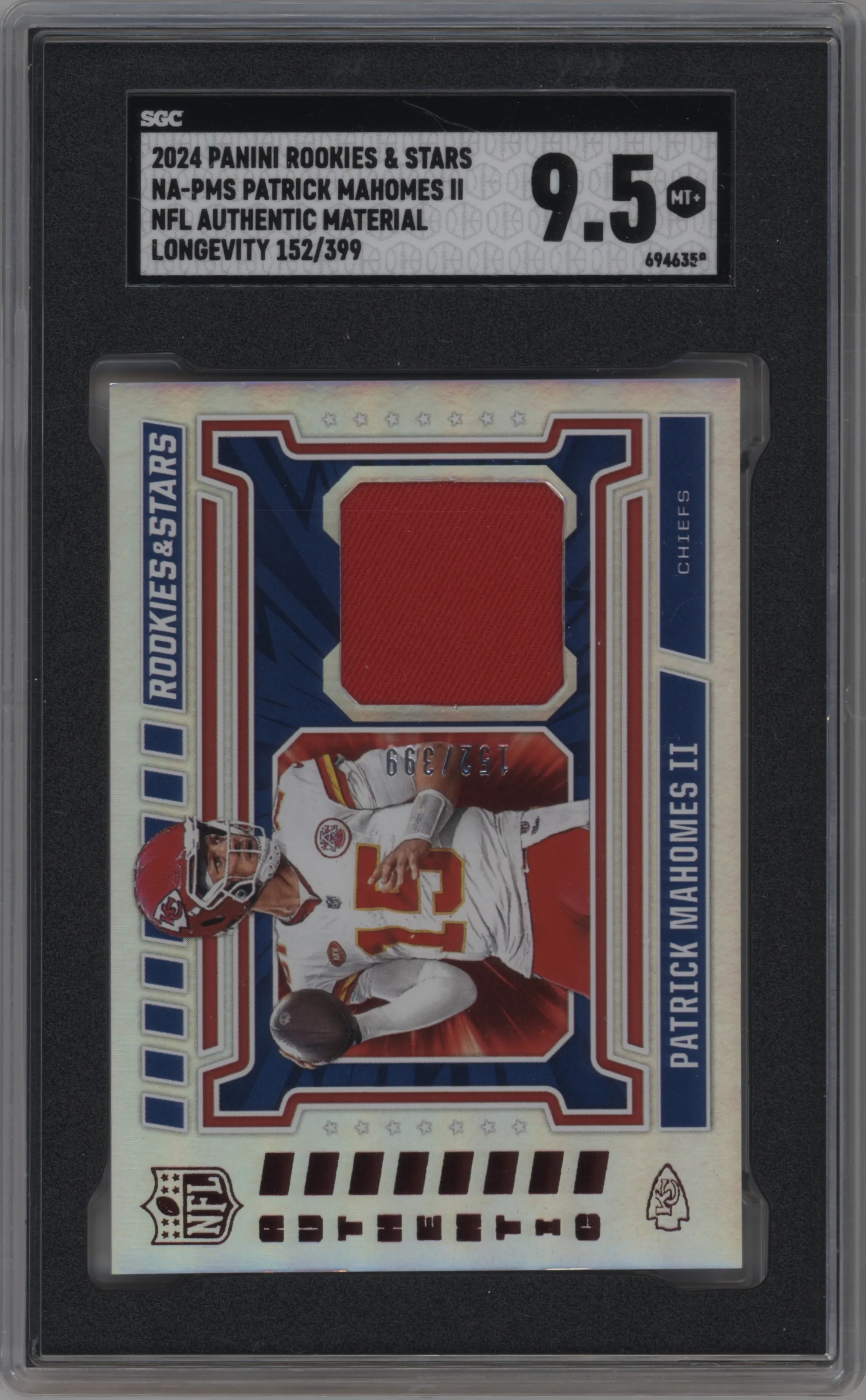 2024 Panini Rookies & Stars NFL Authentic Patrick Mahomes II Longevity #NA-PMS SGC 9.5