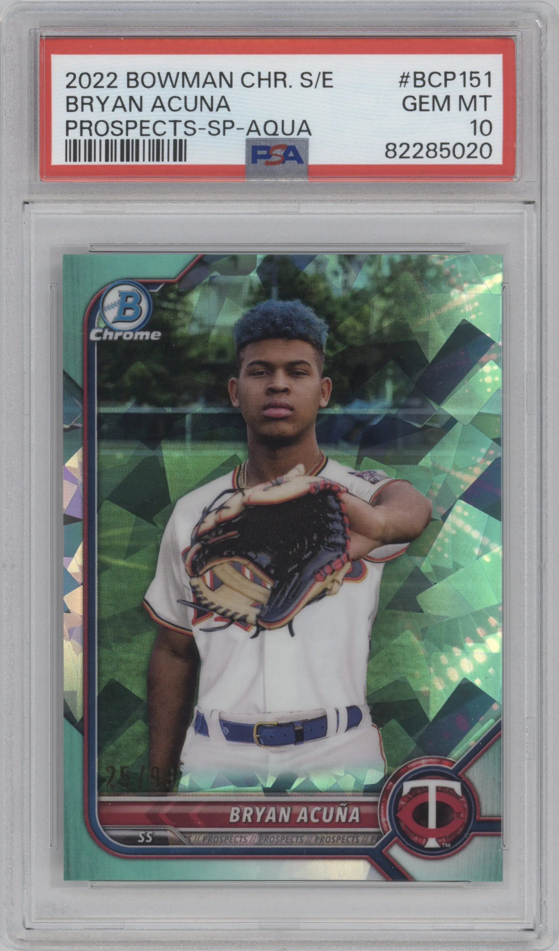 2022 Bowman Chrome Sapphire Edition Chr.Pros.Var. Bryan Acuna Aqua PSA 10