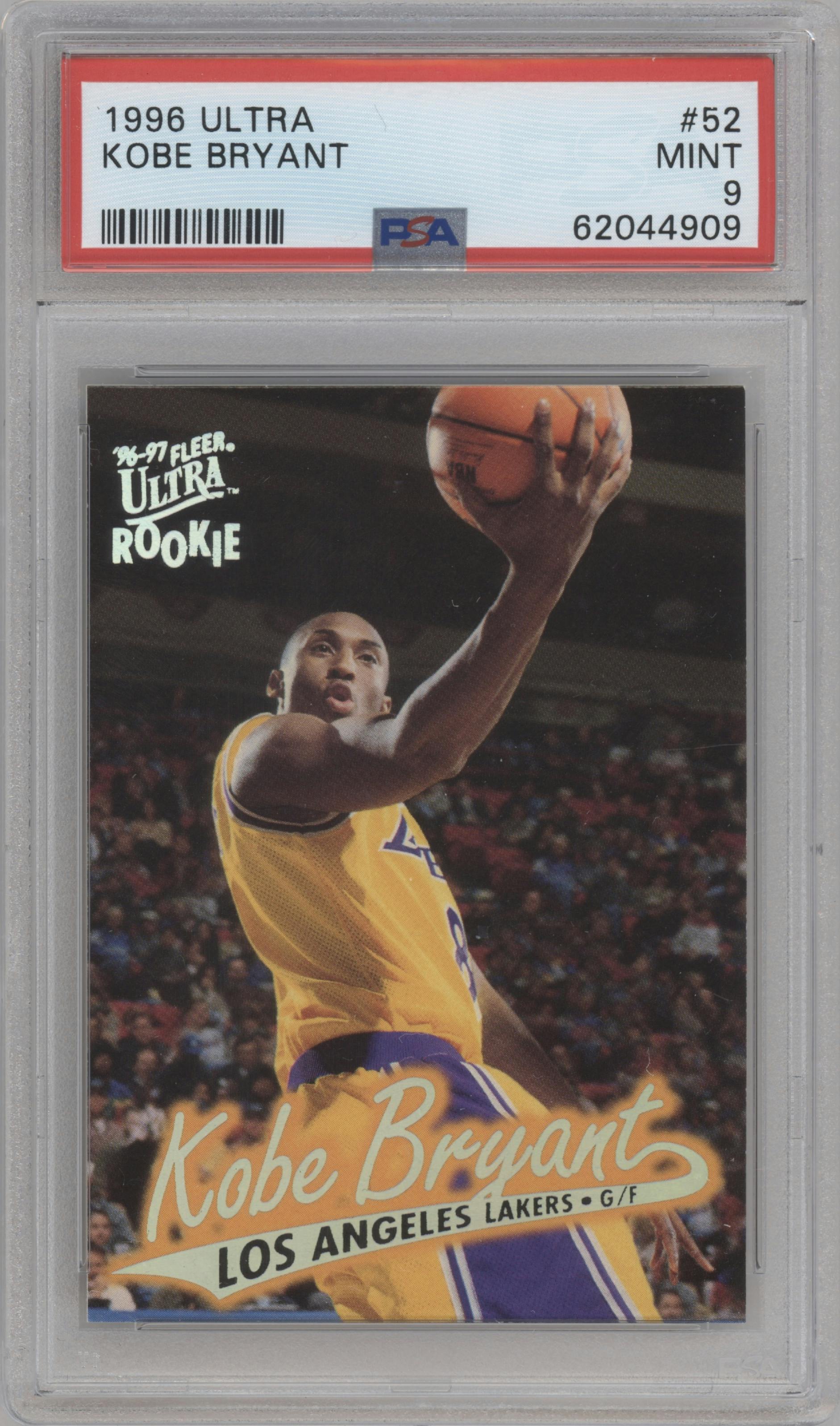 Kobe Bryant from the 1996-97 Fleer Ultra set graded by PSA and given an overall grade of 9.