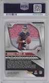 Michael Penix Jr. from the 2024 Panini Prizm set featuring a Neon Green Pulsar  parallel graded by PSA and given an overall grade of 8.