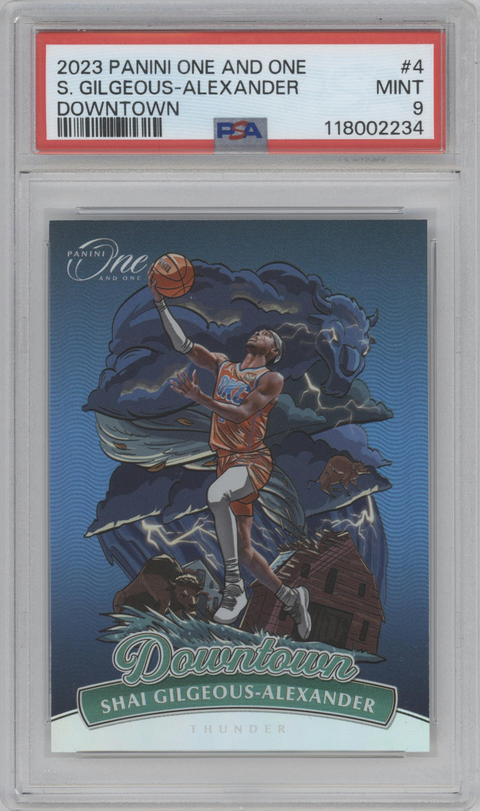 Shai Gilgeous-Alexander from the 2023-24 Panini One and One set graded by PSA and given an overall grade of 9.