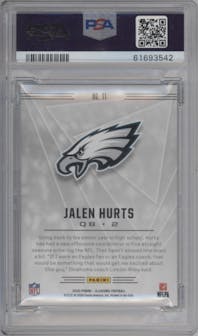 Jalen Hurts from the 2020 Panini Illusions set graded by PSA and given an overall grade of 10.