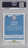 Tyrese Maxey from the 2020-21 Panini Donruss Optic set featuring a Checkerboard parallel graded by PSA and given an overall grade of 9.