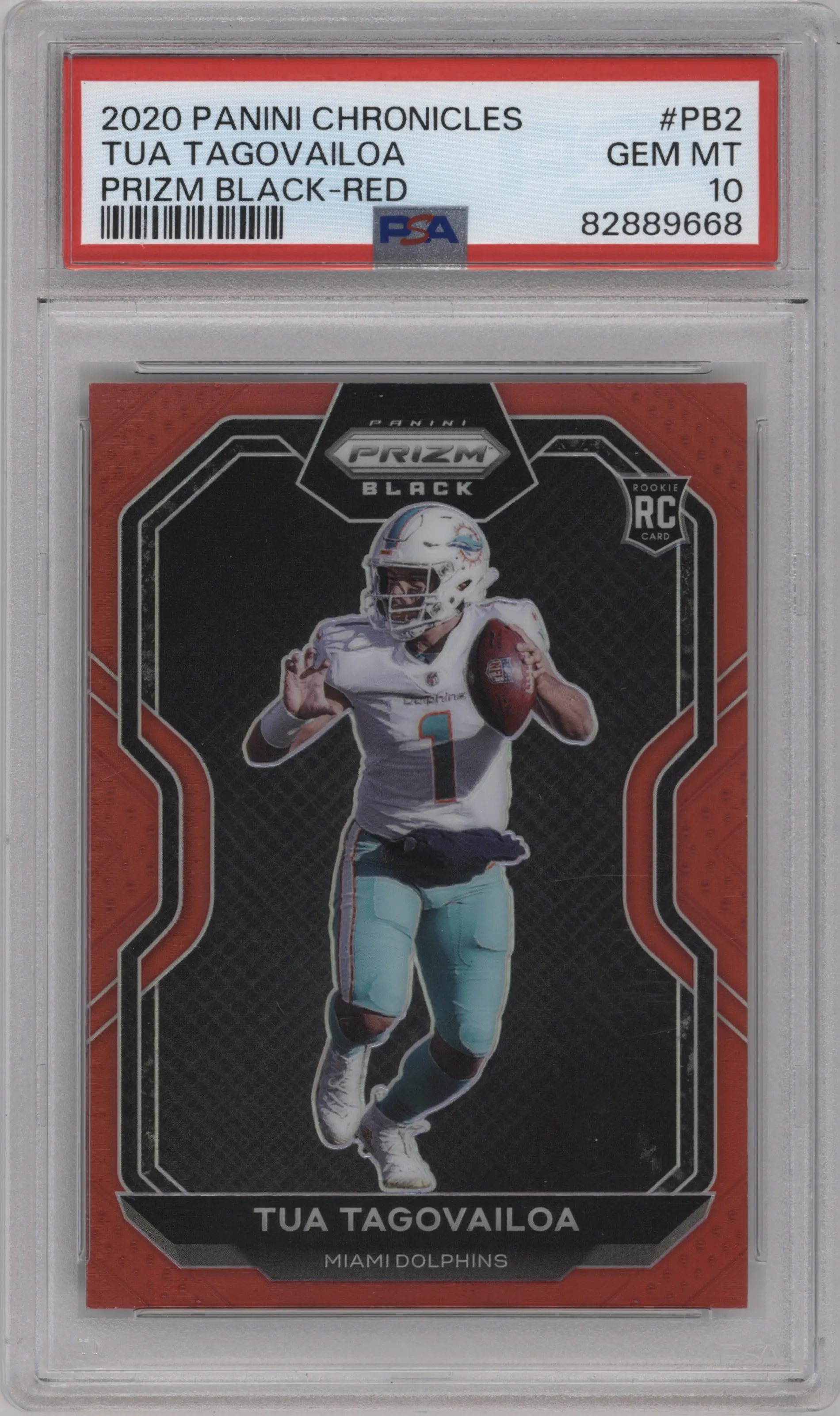 2020 Panini Chronicles Prizm Black Tua Tagovailoa Red PSA 10
