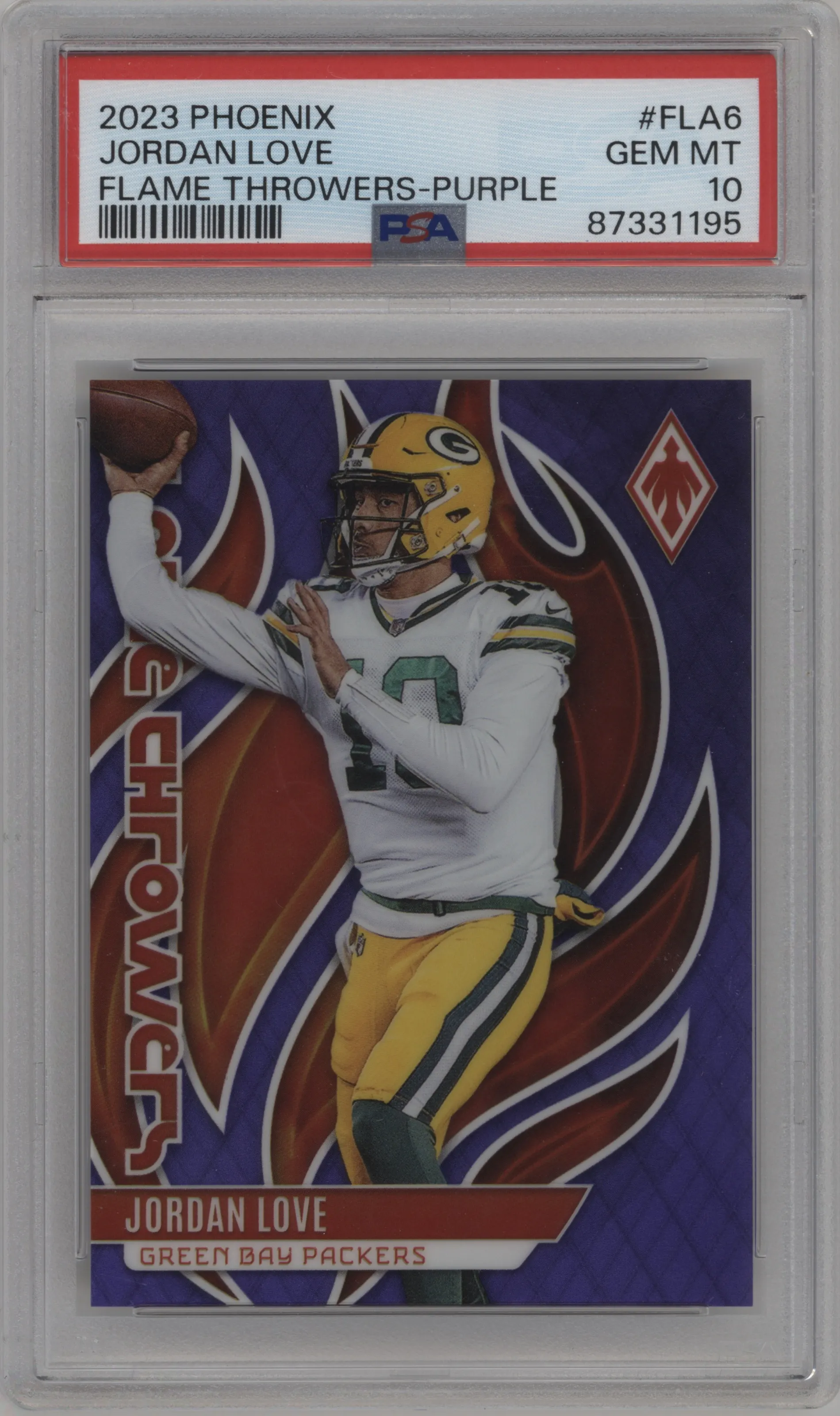 2023 Panini Phoenix Flame Throwers Jordan Love Purple PSA 10