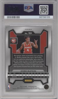 Kobe Bufkin from the 2023-24 Panini Prizm set featuring a Glitter Prizm parallel graded by PSA and given an overall grade of 10.