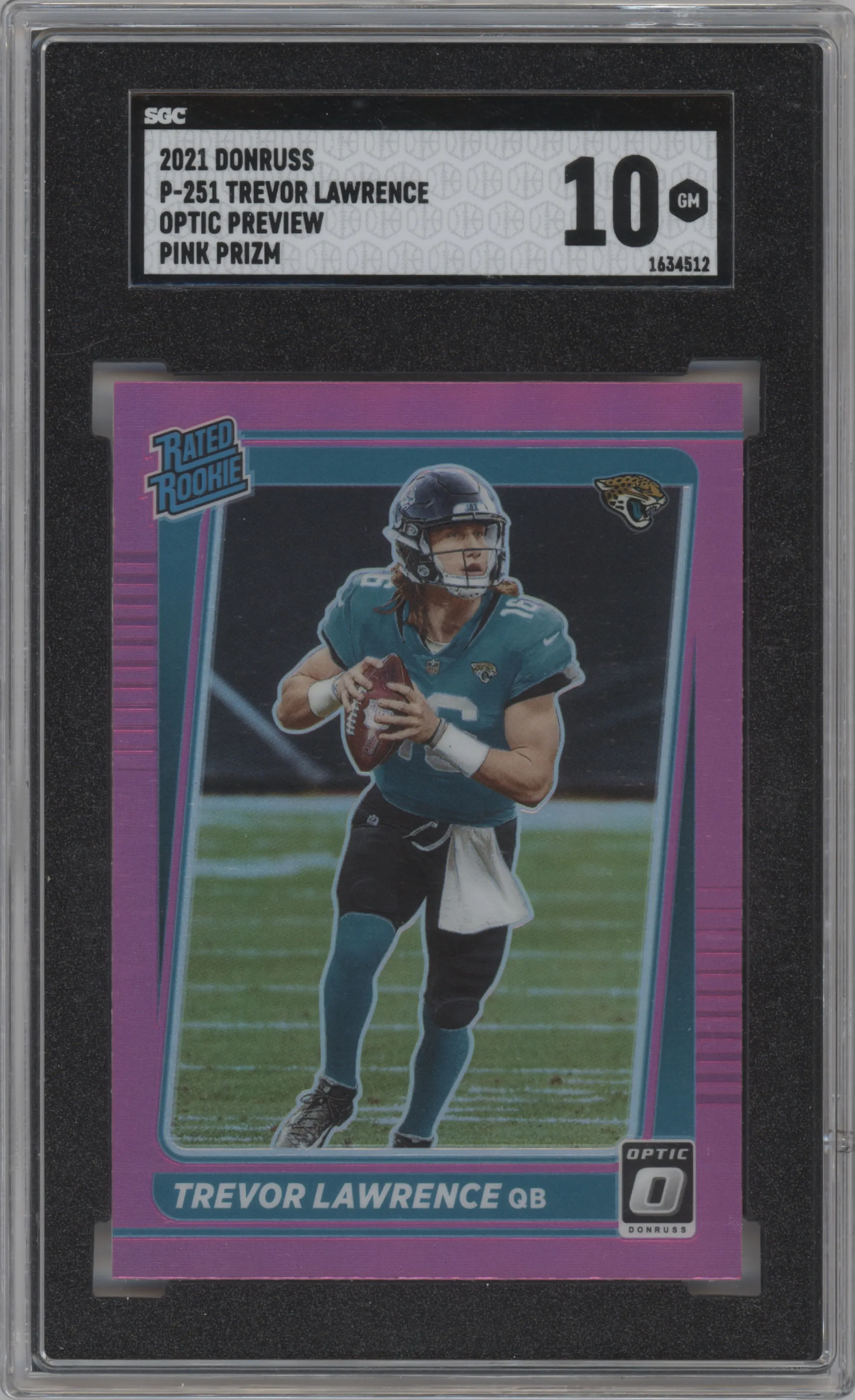 2021 Panini Donruss RR Optic Prev. Trevor Lawrence Pink SGC 10