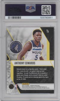 Anthony Edwards from the 2023-24 Panini Phoenix set graded by PSA and given an overall grade of 10.