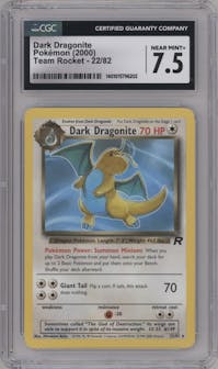 Dark Dragonite from the 2000 Pokemon set graded by CSG and given an overall grade of 7.5.