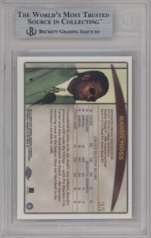 Randy Moss from the 1998 Topps Chrome set graded by Beckett and given an overall grade of 9.
