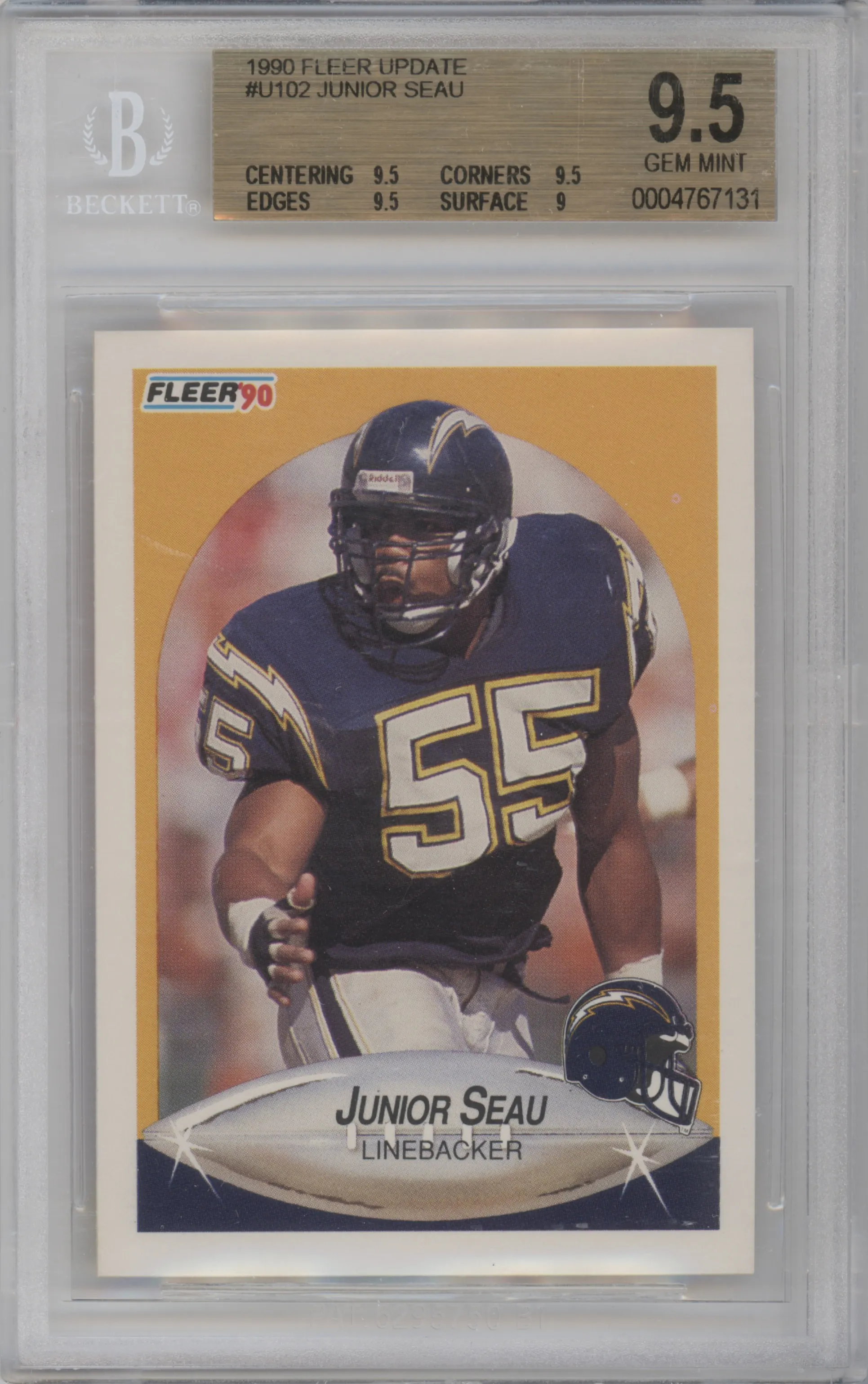 1990 Fleer Update Junior Seau BGS 9.5
