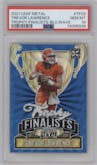 Trevor Lawrence from the 2021 Leaf Metal Trophy Finalists set featuring a Blue Wave parallel graded by PSA and given an overall grade of 10.