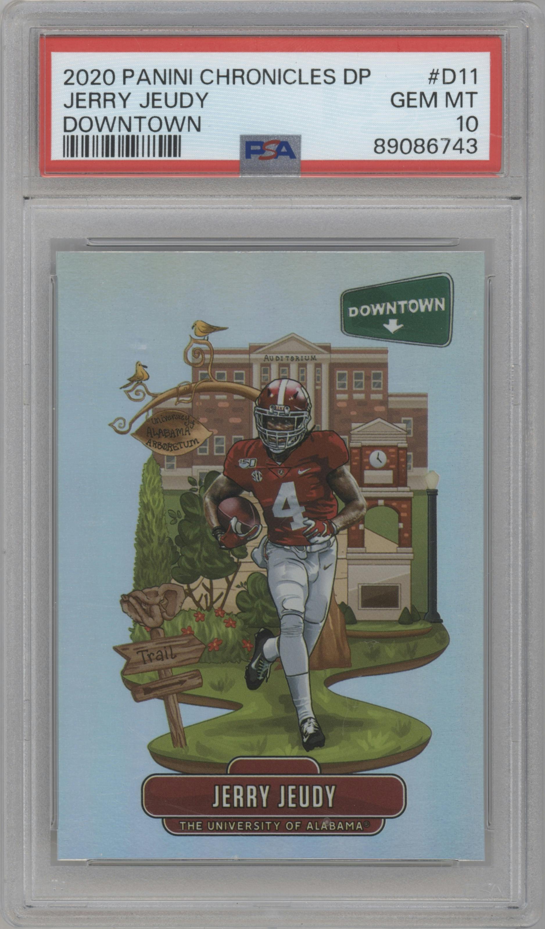 Jerry Jeudy from the 2020 Panini Chronicles Draft Picks  set graded by PSA and given an overall grade of 10.