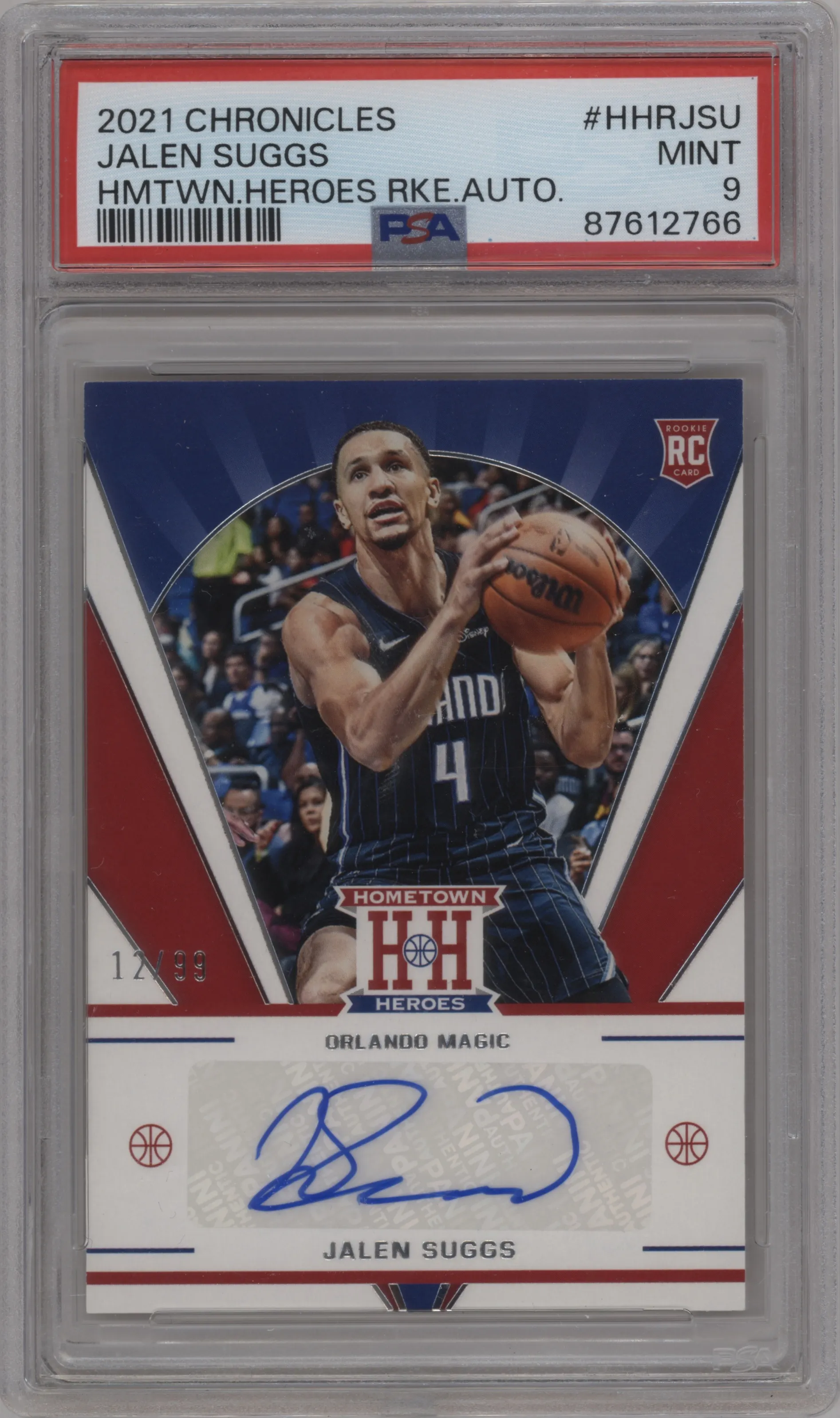 2021 Panini Chronicles Hometown Heroes Rke. Au. Jalen Suggs #HHR-JSU PSA 9