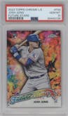 Josh Jung from the 2023 Topps Chrome Logofractor Edition set graded by PSA and given an overall grade of 10.