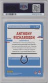 Anthony Richardson from the 2023 Donruss Optic set featuring a Hyper Blue parallel graded by PSA and given an overall grade of 10.