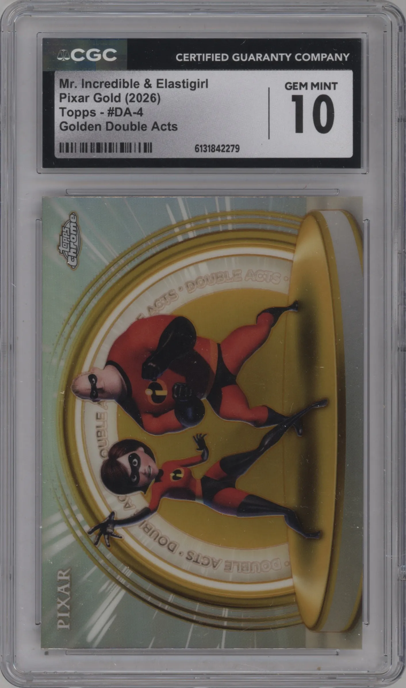 2025 Topps Pixar Gold Golden Double Act Mr. Incredible/Elastigirl CGC 10
