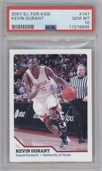 Kevin Durant from the 2007 Sports Illustrated for Kids set graded by PSA and given an overall grade of 10.