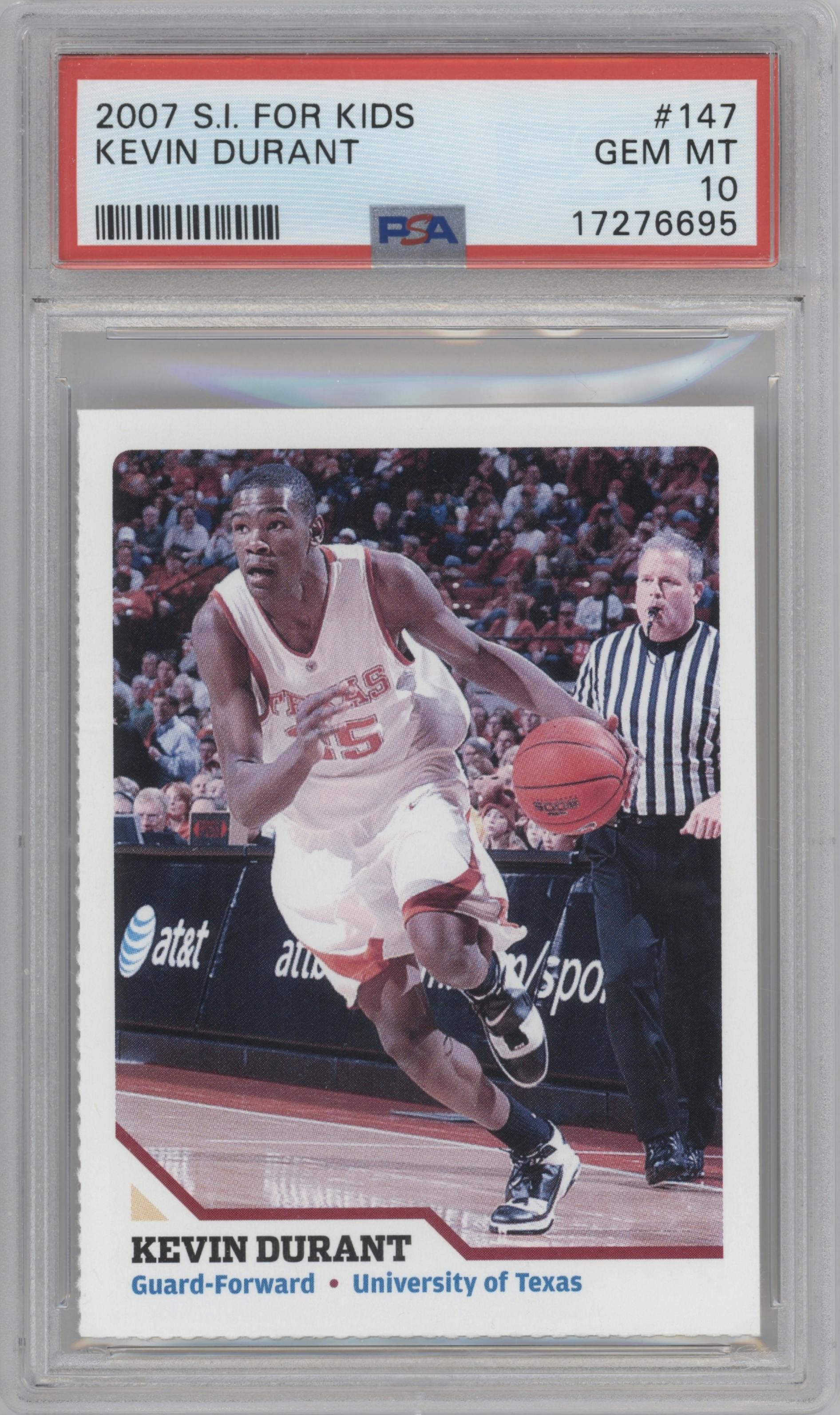 Kevin Durant from the 2007 Sports Illustrated for Kids set graded by PSA and given an overall grade of 10.